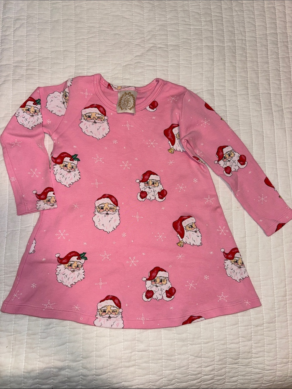 EUC TBBC Hot Pink Christmas Santa Long Sleeve Dress Size 2T